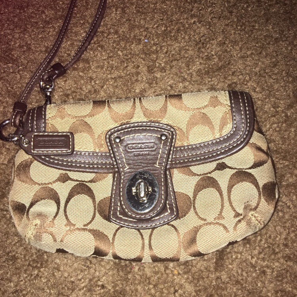 Brown Coach wristlet
